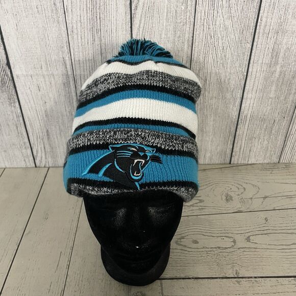 Carolina Panthers NFL Football Toboggan Adult Beanie Winter Hat Cap With Pom - Picture 1 of 7